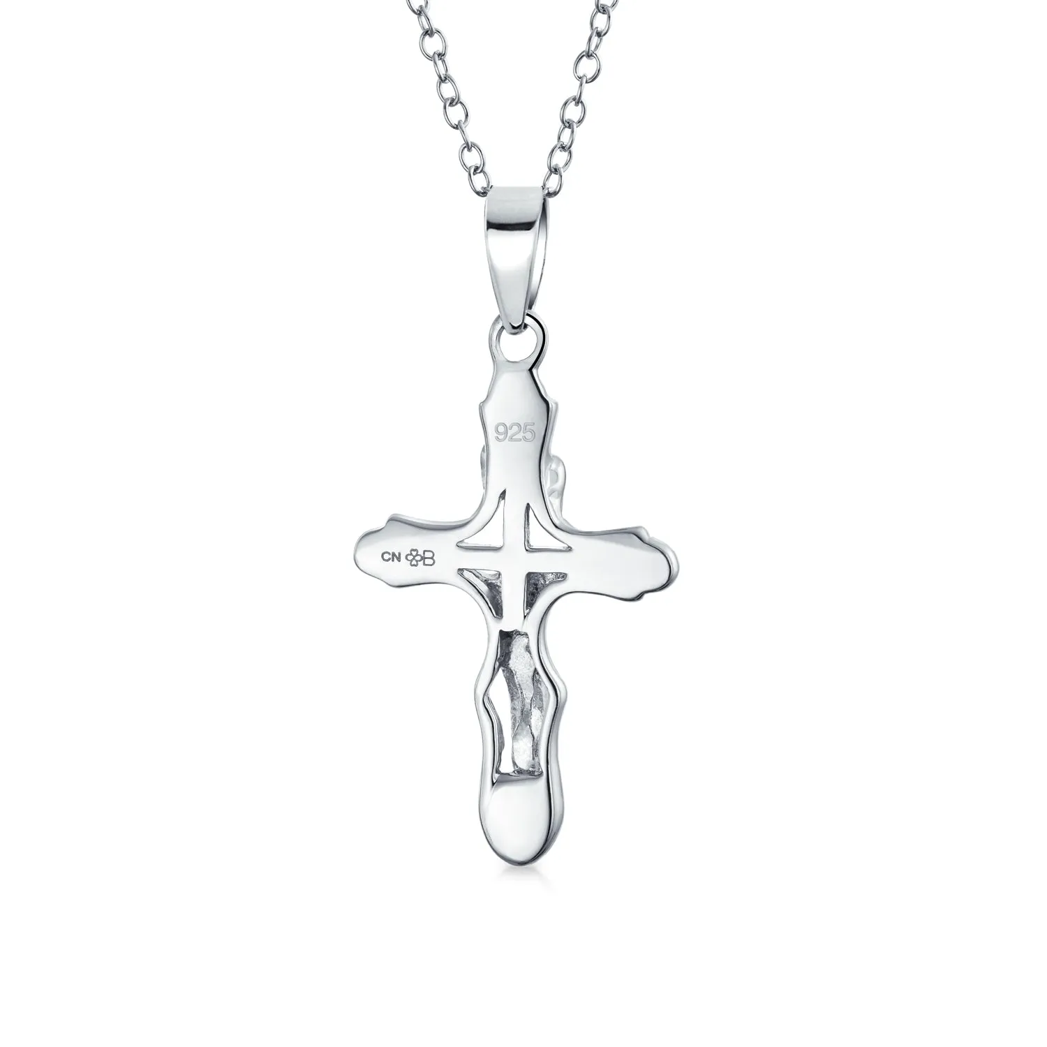 Christian Catholic Jesus Crucifix Cross Pendant Necklace Sterling Silver 1 Inch