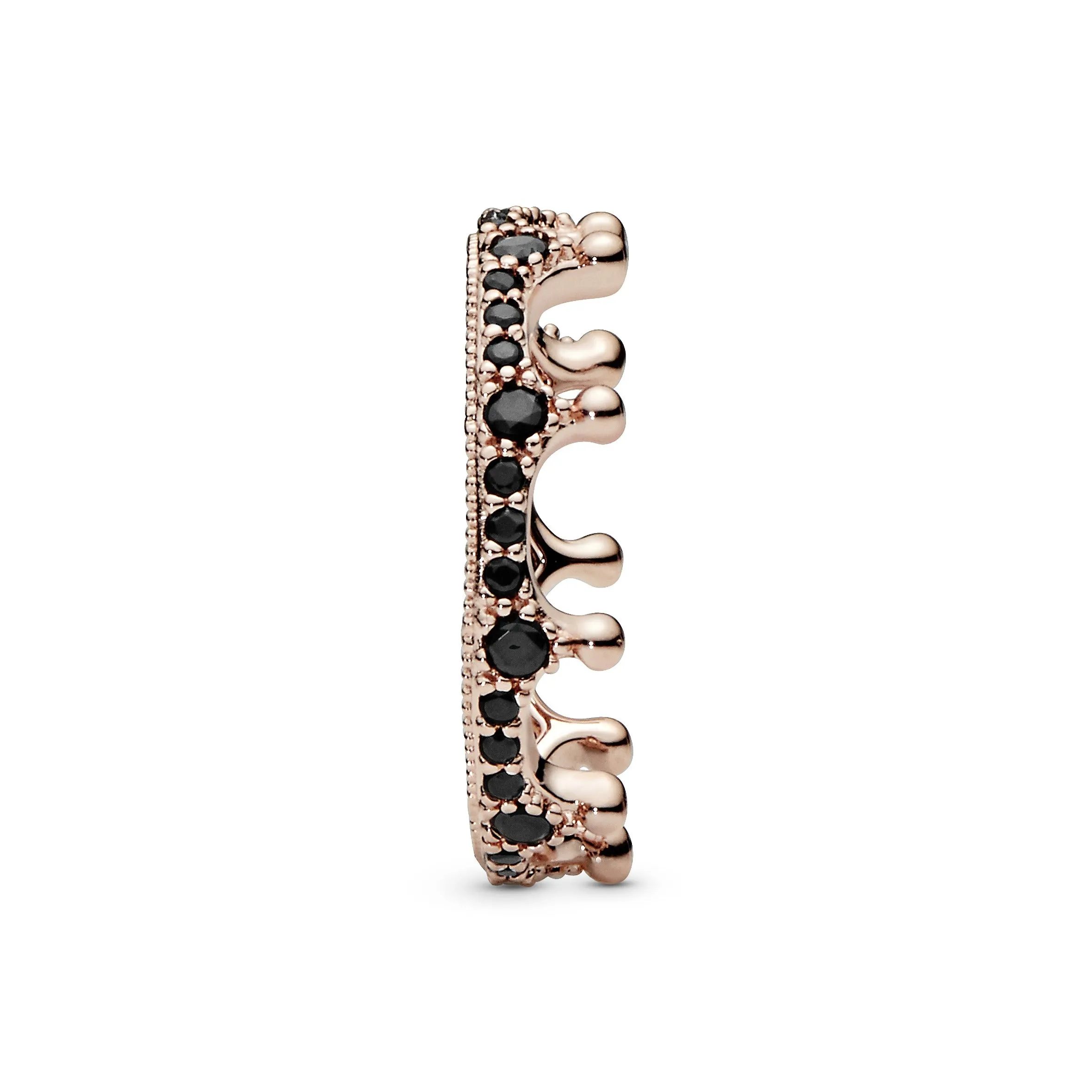 Crown 14k Rose Gold-plated ring with black crystal