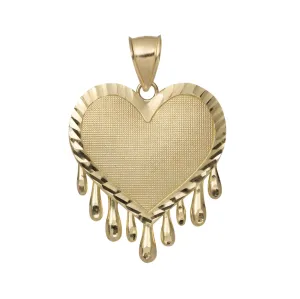 Diamond-Cut Dripping Heart Pendant 10K Yellow Gold