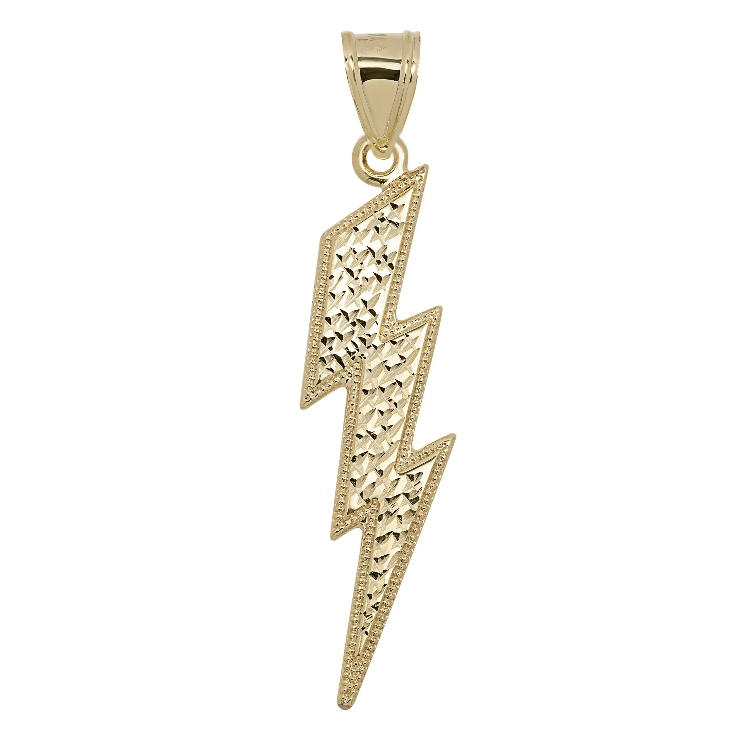 Diamond-Cut Lightning Bolt Pendant 10K Yellow Gold