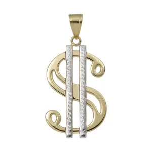 Dollar Sign Pendant 10K Yellow Gold