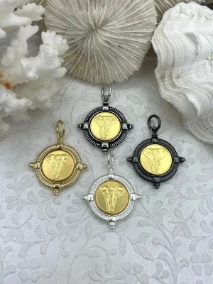 Elephant Coin, Elephant Pendant, Alabama Crimson Tide Elephant Coin, African Elephant Coin Pendant, Gold Coin, 4 Bezel Colors, Fast Ship