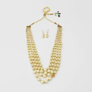 Exquisite Multistranded Pearly Necklace With Earrings