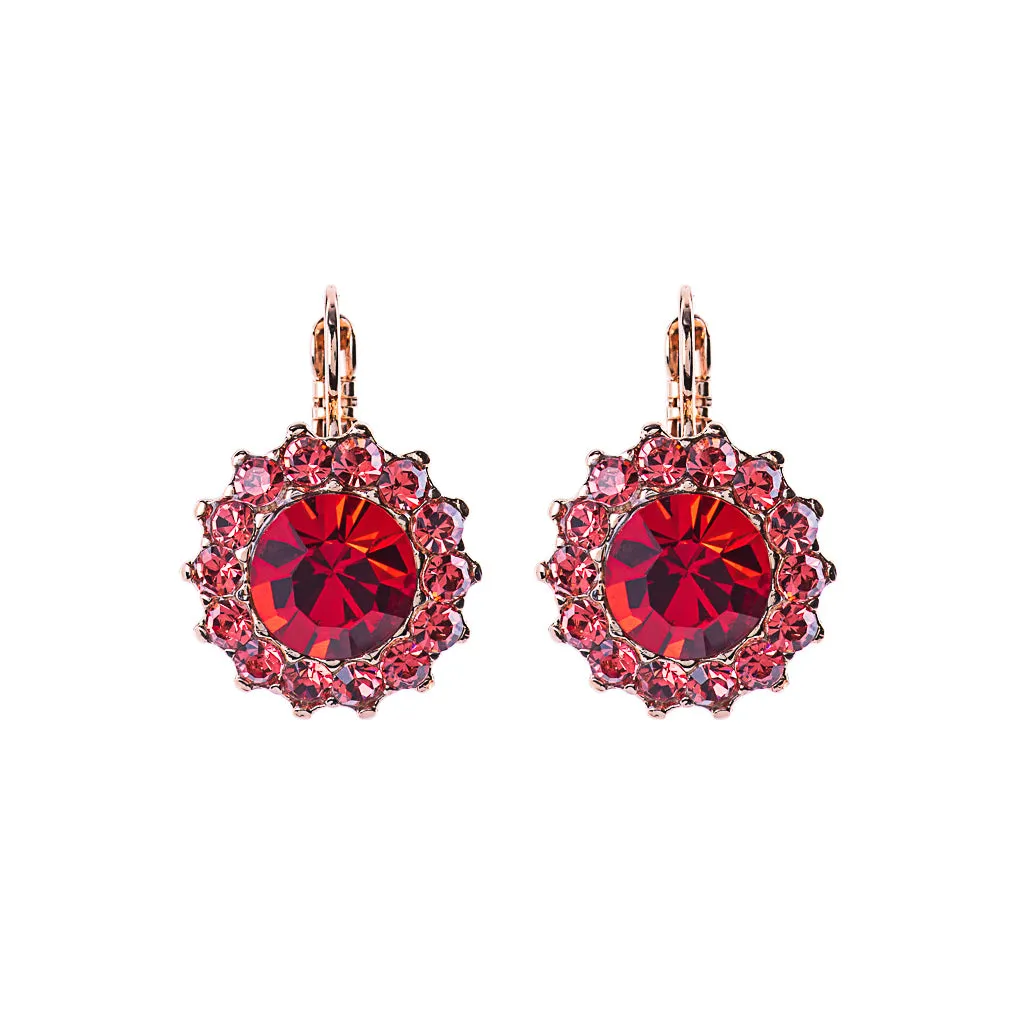 Extra Luxurious Rosette Leverback Earrings in "Hibiscus" *Custom*