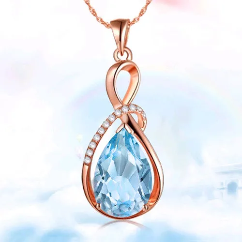 Fashion Pendants Necklaces For Women Jewelry Classic Rose Gold-color Crystal Rhinestone Water Drop Charm Pendant