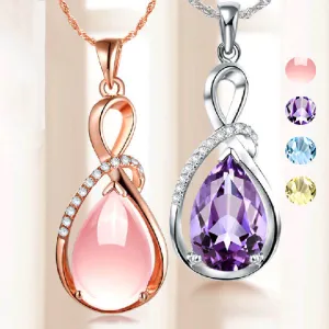 Fashion Pendants Necklaces For Women Jewelry Classic Rose Gold-color Crystal Rhinestone Water Drop Charm Pendant