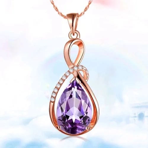 Fashion Pendants Necklaces For Women Jewelry Classic Rose Gold-color Crystal Rhinestone Water Drop Charm Pendant