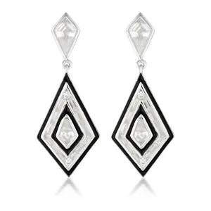 Georgini Reflections Sterling Silver And Black Enamel Art Deco Drop Earrings