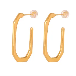 Golden Geometric Earrings: Luxe Titanium Steel Design for Women