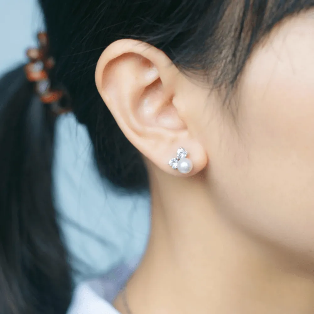 Graceful Bow Pearl Studs