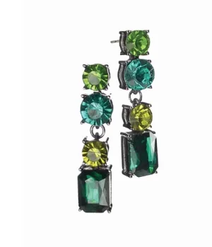 Grande Drops - Gun Metal, Green & Greener Earrings by Hot Tomato