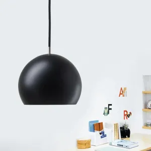 Hemispherical Small Pendant Light: Stylish Metal Single Bulb Hanging Lamp for Bedroom (Black)