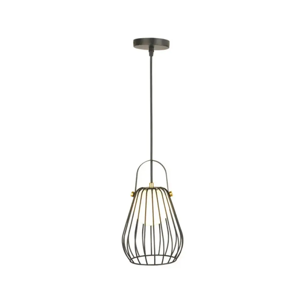 Iron Hanging Pendant Ceiling Light for Bedroom - Industrial Pear Shape