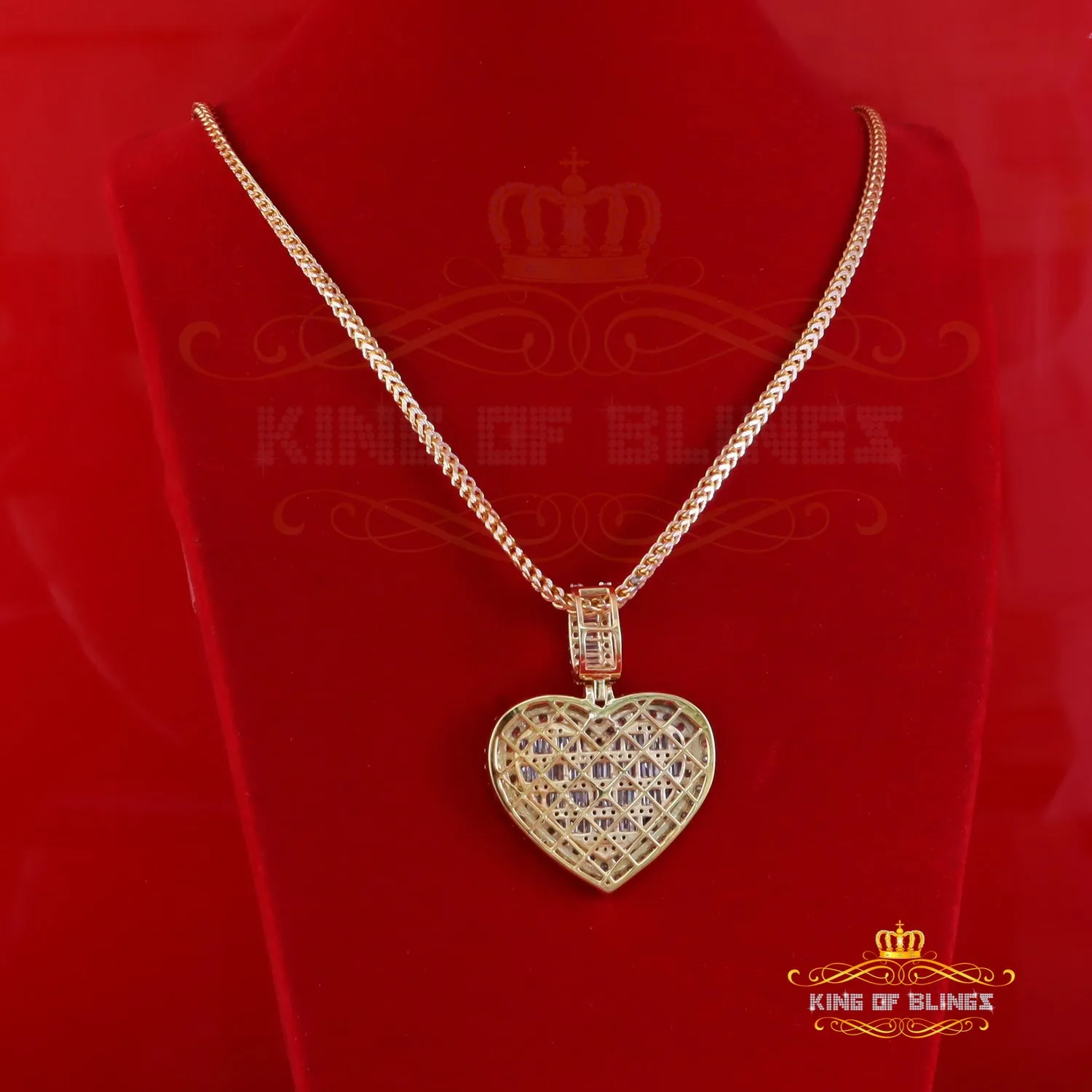 King Of Bling's Big 15.74ct Cubic Zirconia Baguette Silver Beautiful Yellow Heart Shape Pendant