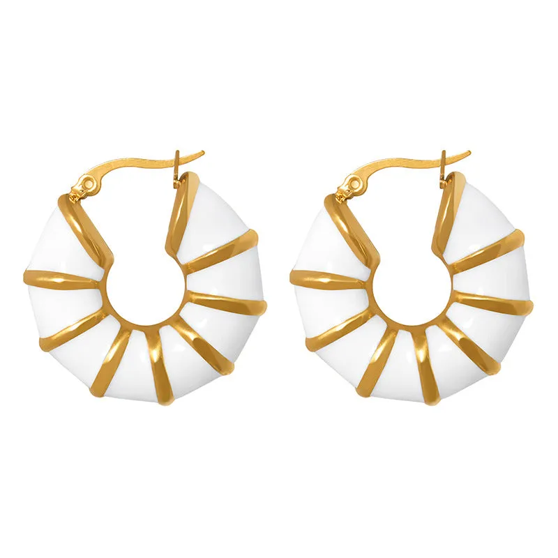 Luxurious Celebrity Earrings with Enamel Coating and U-Shaped Design