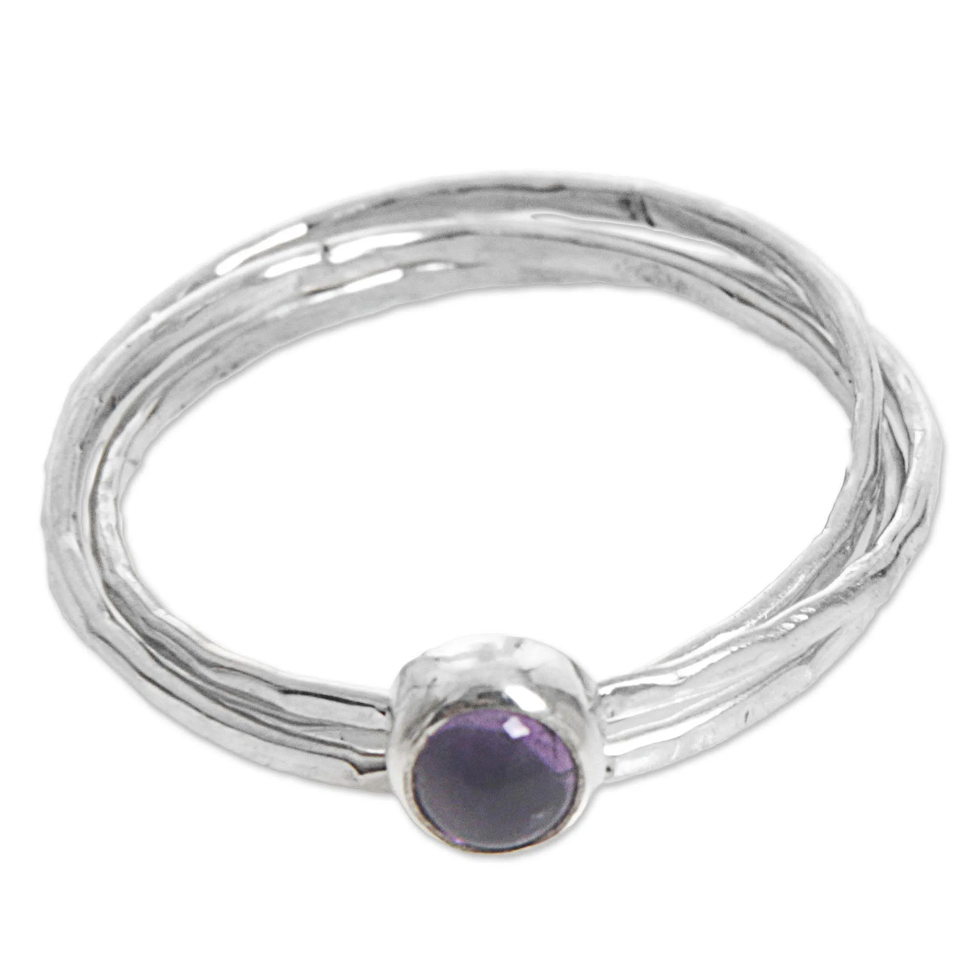 Magical Essence in Purple Amethyst and Sterling Silver Solitaire Ring from Indonesia