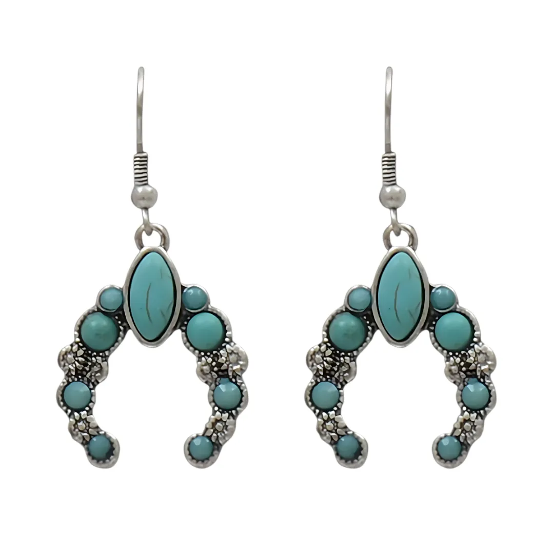 M&F Ladies Silver Strike Blossom Turquoise Earrings