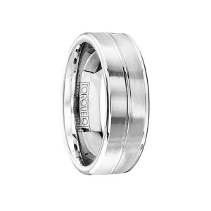 Men’s Comfort-Fit Cobalt Wedding Ring Brushed Finish with Polished Accents by Crown Ring - 7mm