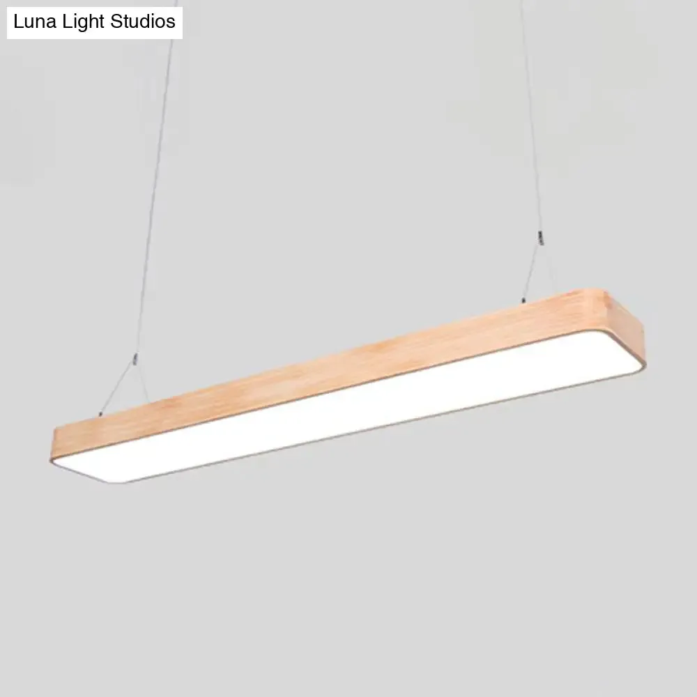 Nordic Wood Office LED Pendant Light with Acrylic Shade - Stylish and Functional