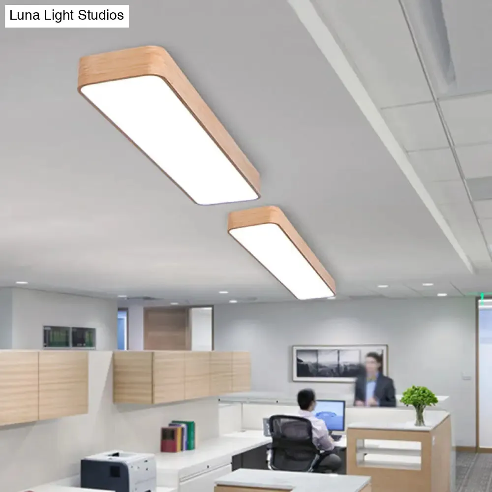 Nordic Wood Office LED Pendant Light with Acrylic Shade - Stylish and Functional