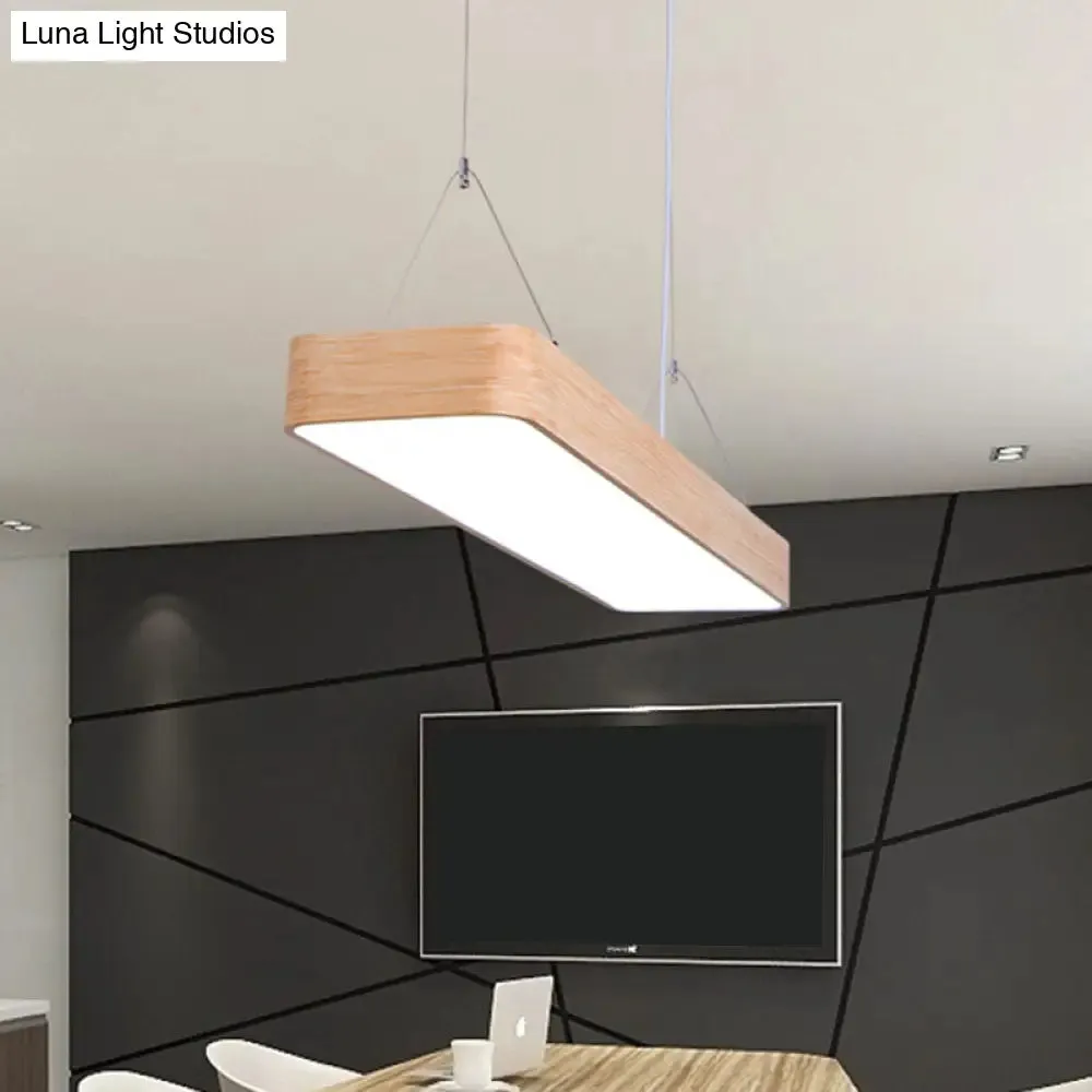 Nordic Wood Office LED Pendant Light with Acrylic Shade - Stylish and Functional