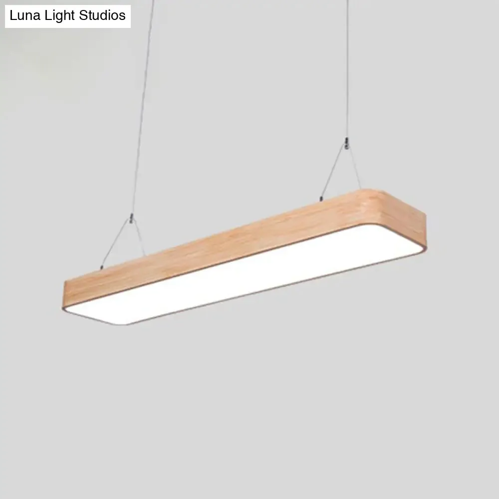 Nordic Wood Office LED Pendant Light with Acrylic Shade - Stylish and Functional