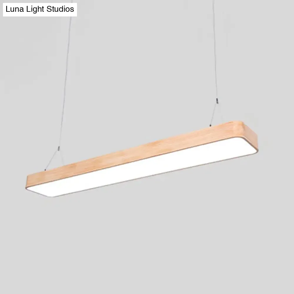 Nordic Wood Office LED Pendant Light with Acrylic Shade - Stylish and Functional