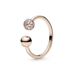 Open 14k Rose Gold-plated ring with clear cubic zirconia