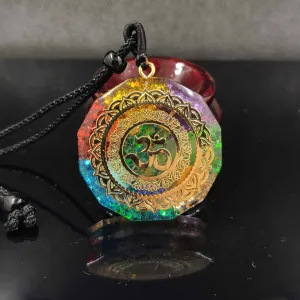 Orgonite Pendant Om Symbol Necklace Chakra Healing Energy Necklace Meditation Jewelry