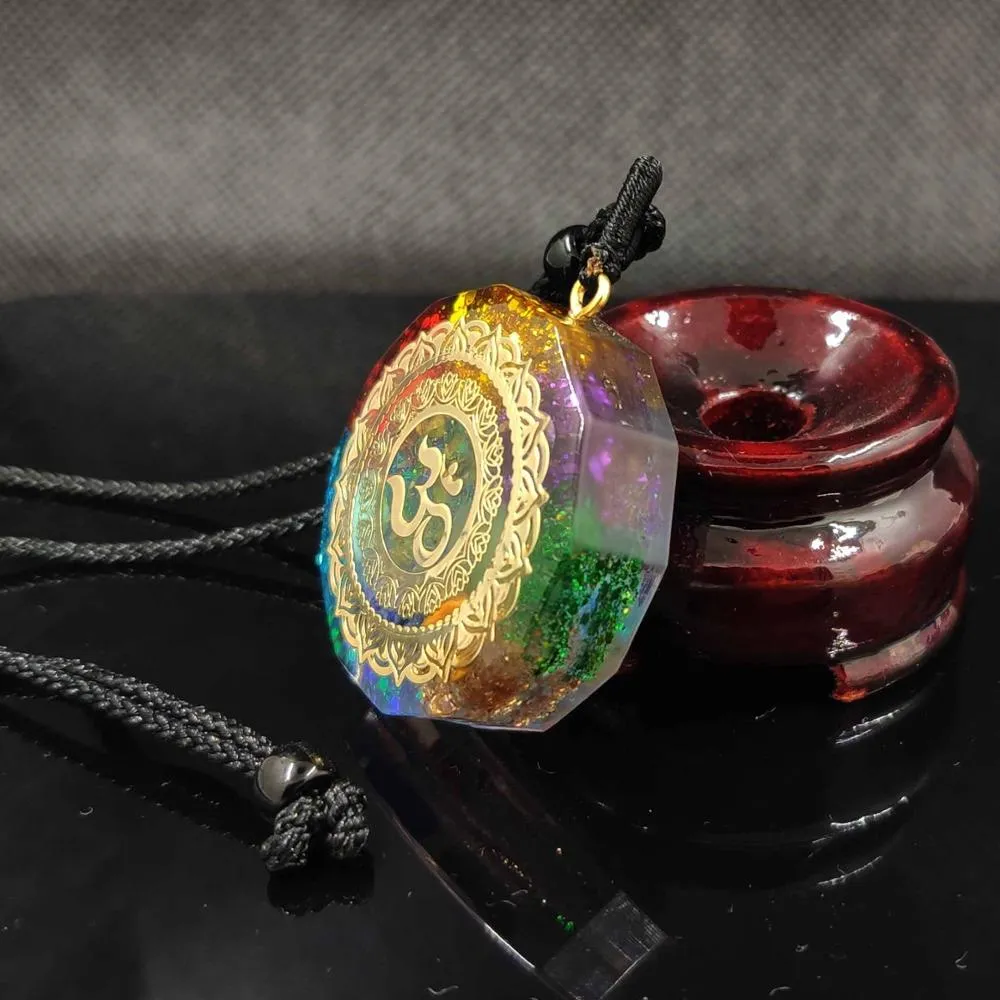 Orgonite Pendant Om Symbol Necklace Chakra Healing Energy Necklace Meditation Jewelry