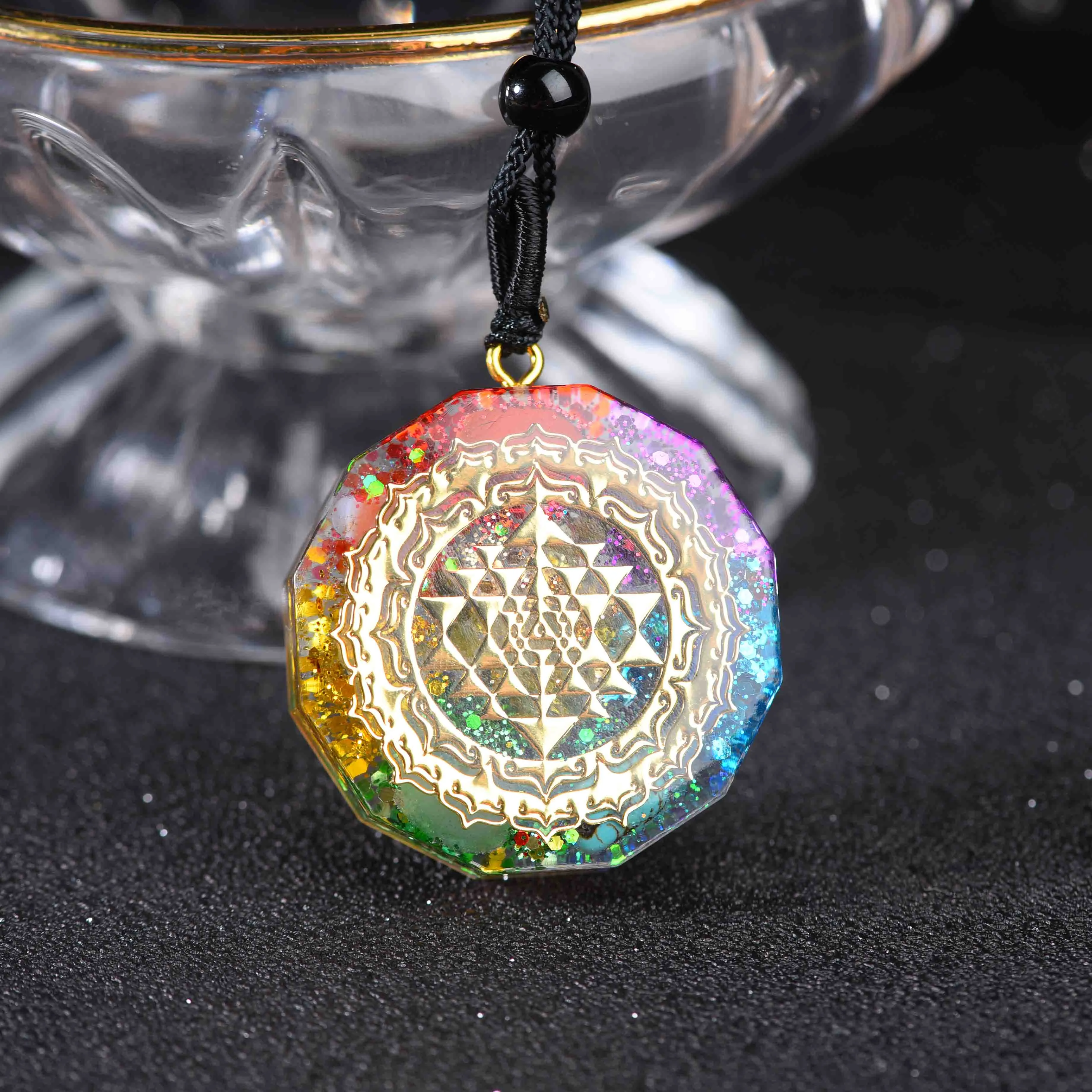 Orgonite Pendant Om Symbol Necklace Chakra Healing Energy Necklace Meditation Jewelry