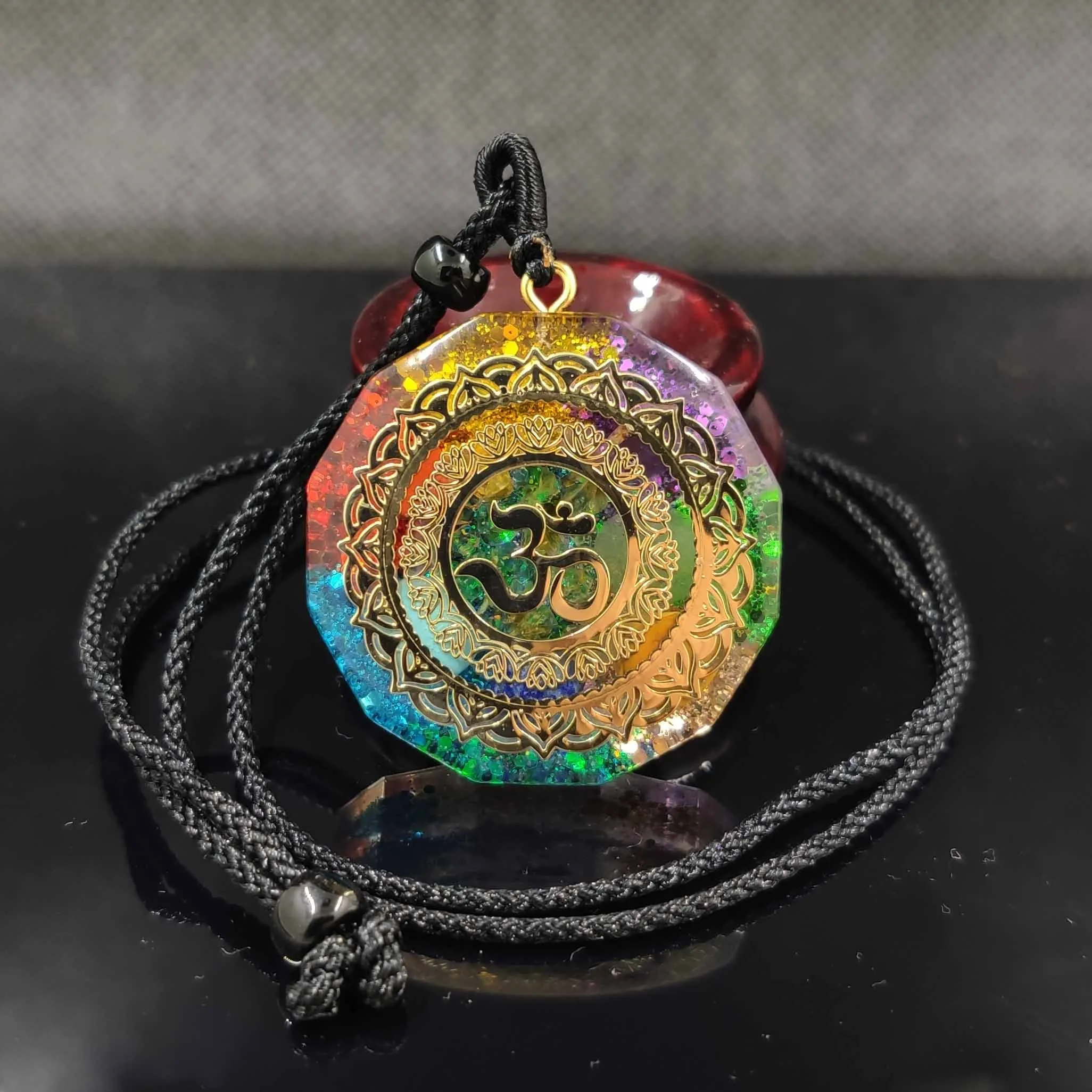 Orgonite Pendant Om Symbol Necklace Chakra Healing Energy Necklace Meditation Jewelry