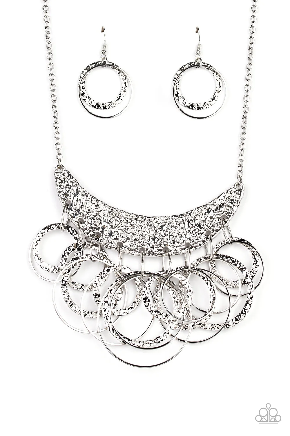 Paparazzi Accessories - Metro Eclipse #N380 Box 4 - Silver Necklace