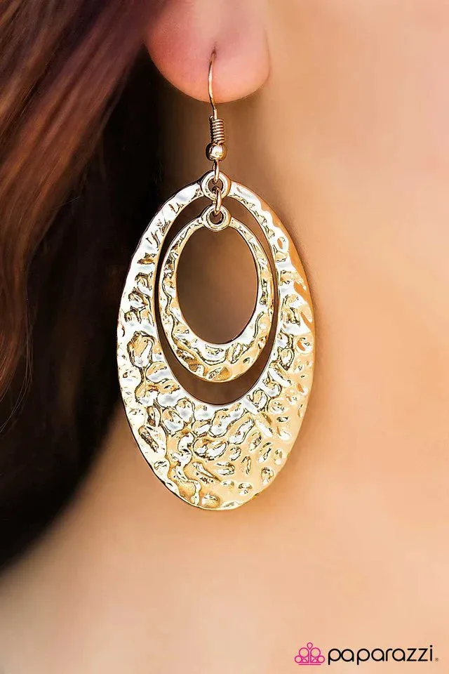 Paparazzi Earring ~ Rippling Reflections - Gold