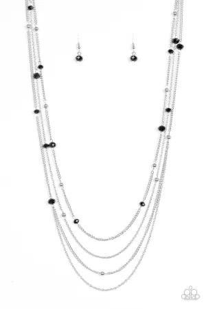 Paparazzi Necklace ~ On The Front SHINE - Black