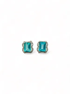 PARAIBA TOPAZ WITH NATURAL DIAMOND EARRINGS