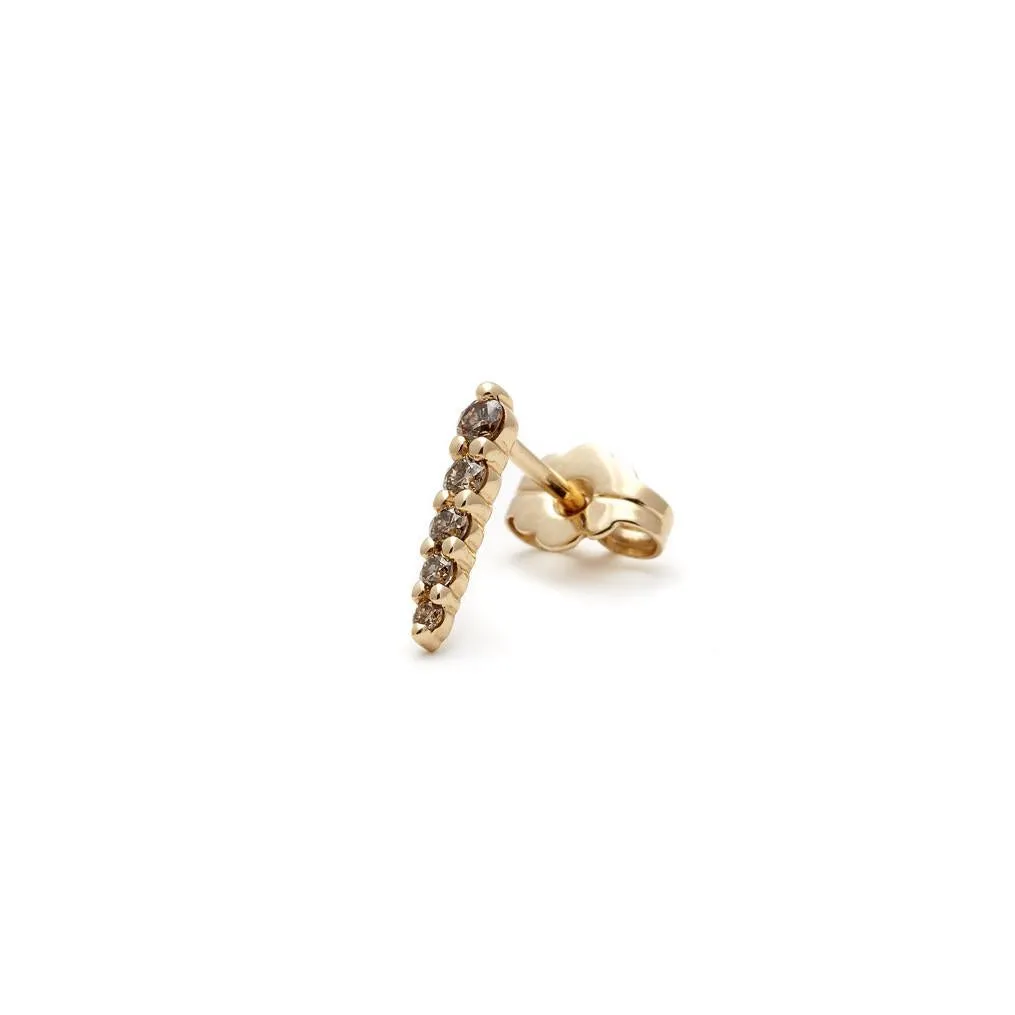 Pavé Pointe Stud Earring (Medium) - Yellow Gold & Champagne Diamonds