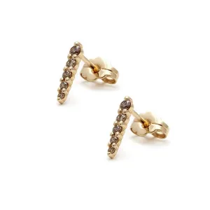 Pavé Pointe Stud Earring (Medium) - Yellow Gold & Champagne Diamonds