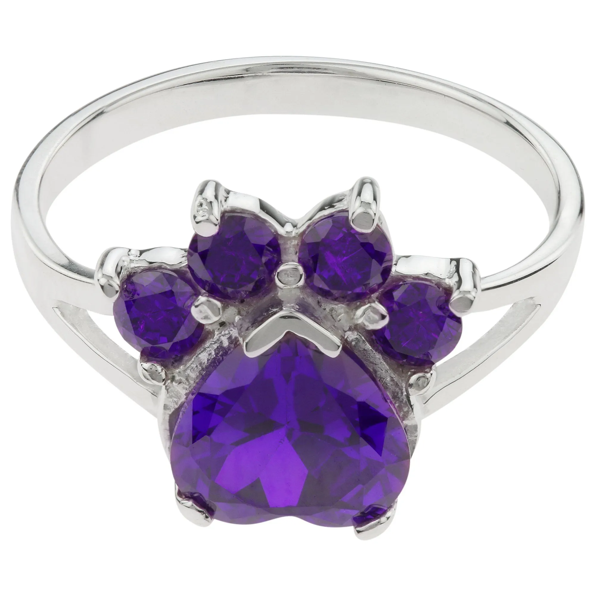 Paw Print Birthstone Sterling Ring | Fair Trade