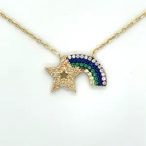 Rainbow and Star CZ Necklace