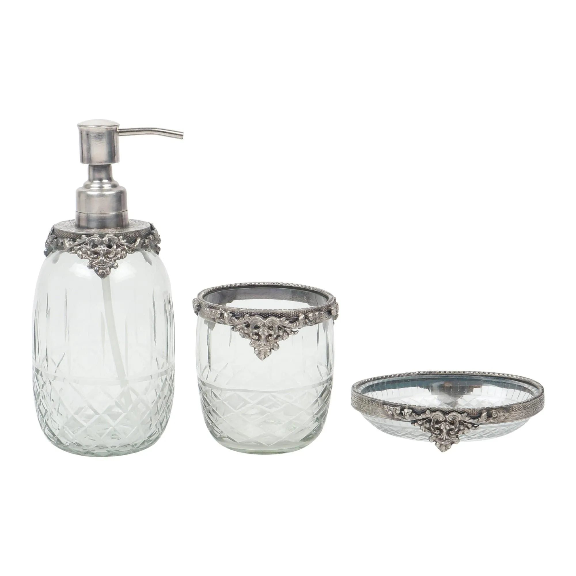 Regal Brass Accents Bathroom Set in Antique Silver Finish