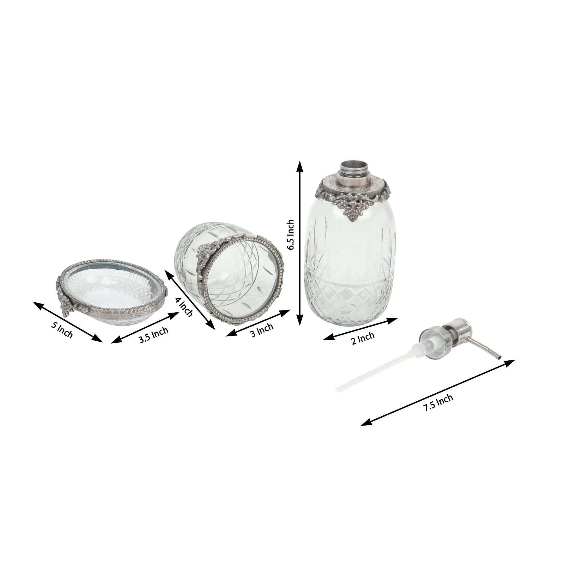 Regal Brass Accents Bathroom Set in Antique Silver Finish