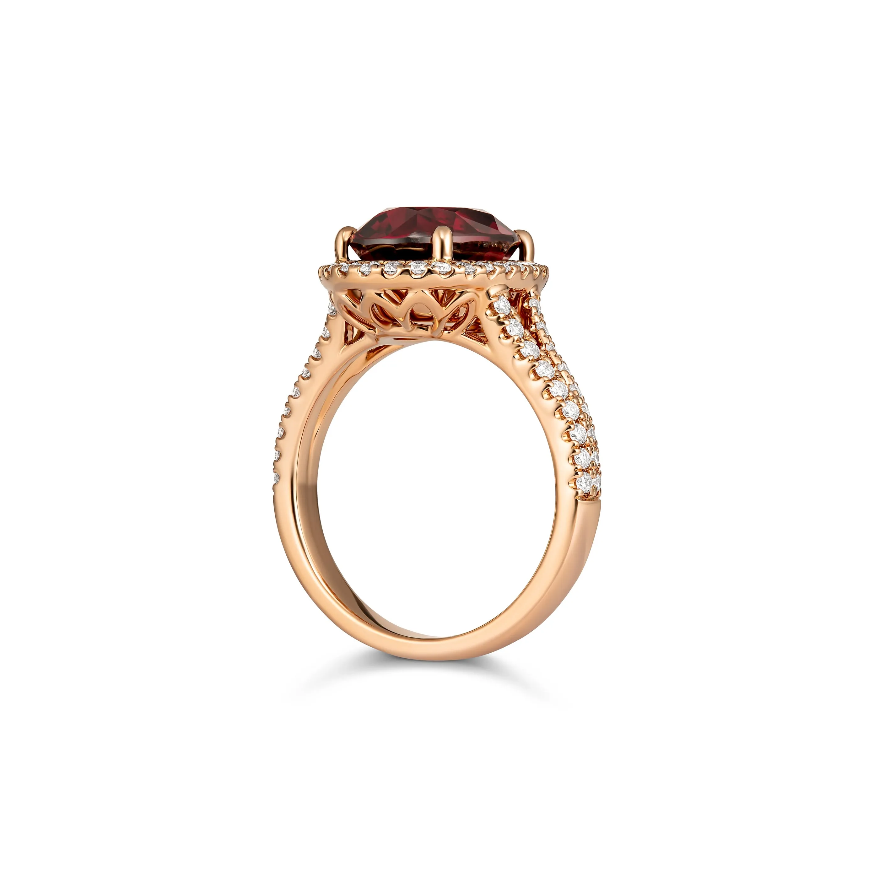 Regal Collection® Oval Cut Garnet Coloured Gemstone and Diamond Ring | Rose Gold