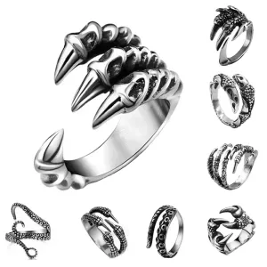 Retro Punk Opening Resizable Dragon Claw Rings Steampunk Hip Hop Personality Finger Jewelry Men Women Alloy Rings