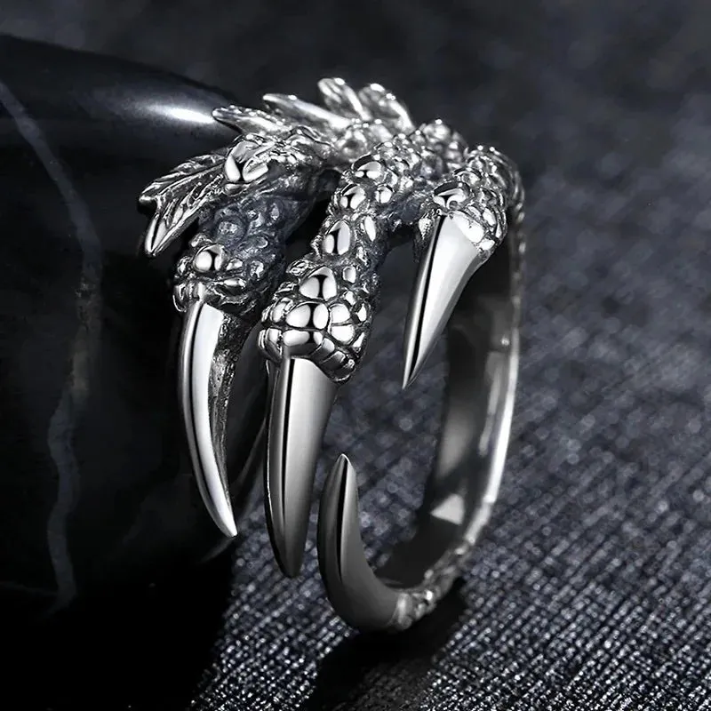 Retro Punk Opening Resizable Dragon Claw Rings Steampunk Hip Hop Personality Finger Jewelry Men Women Alloy Rings