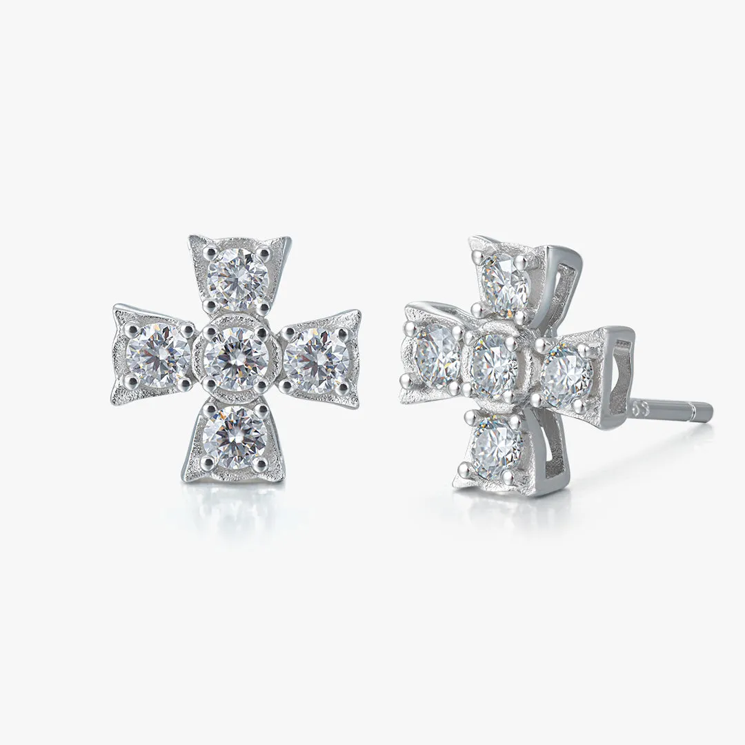 S925 Cross Stud Earrings