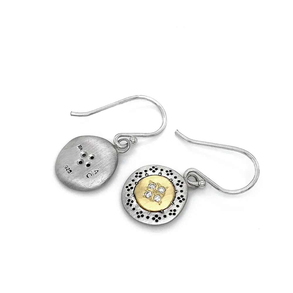 Silver and Gold Diamond Earrings - "Four Star Harmony"