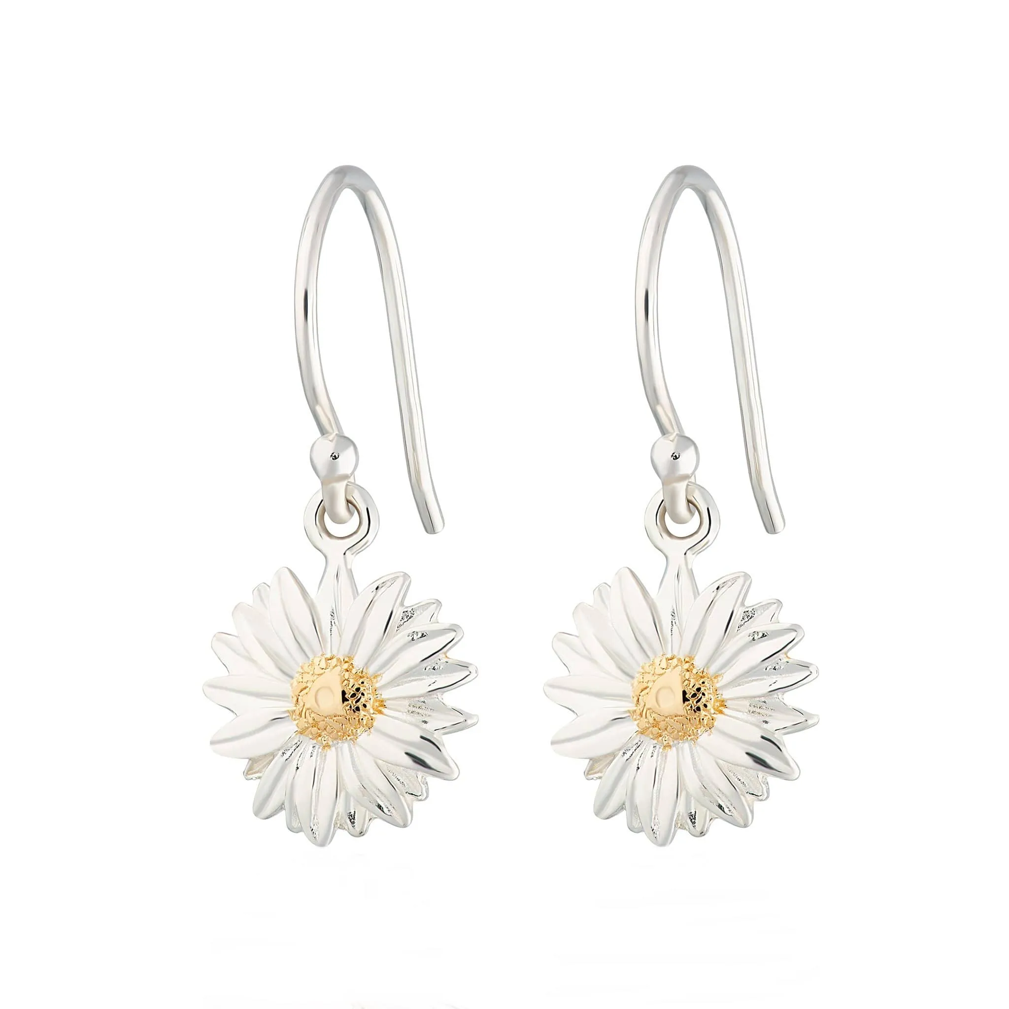 Silver Daisy Hook Earrings