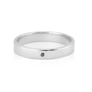 Single Black Diamond White Gold Band