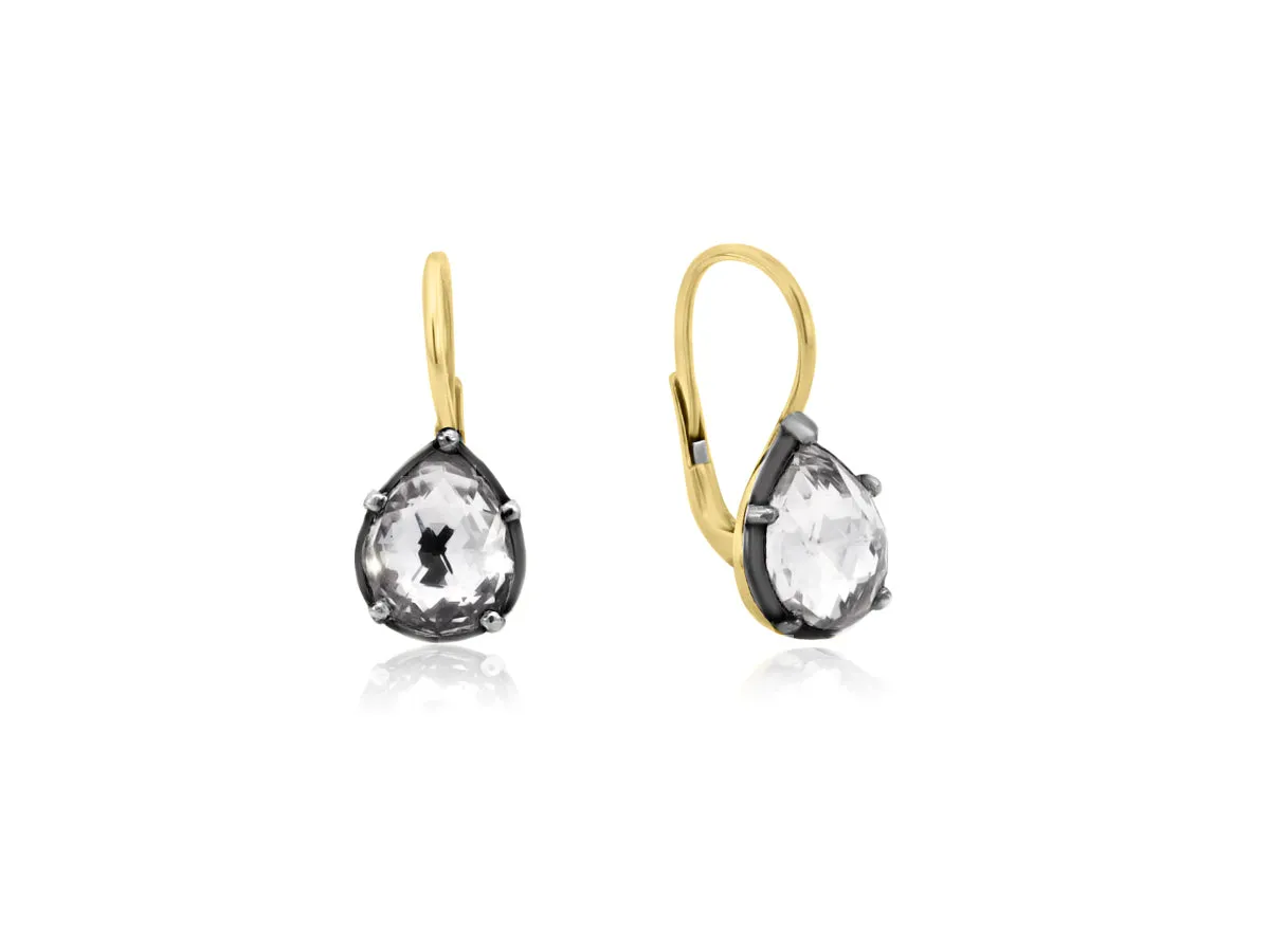 Small Pear White Topaz 'Georgian' Earrings